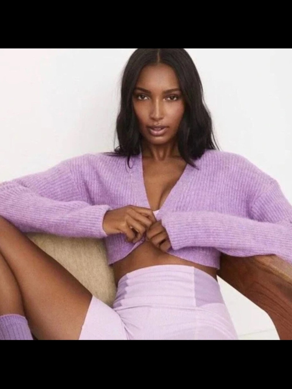 For Love And Lemons Emery Crop Knit Cardigan Sweater